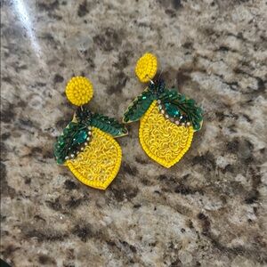 Lemon Beaded Earrings